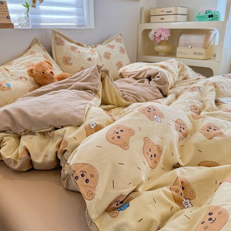 

Kawaii Duvet Cover Set Ins Style Soft Touch Double Queen Size Flat Sheet Pillowcase Home Hotel Decor Bedding Set Twin 3pcs 150x200&set