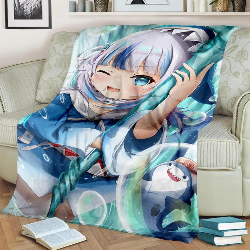 3D Cute Gawr Gura Hololive Cartoon Blanket,Soft Throw Blanket for Home Bedroom Bed Sofa Picnic Travel Office Cover Blanket Kids