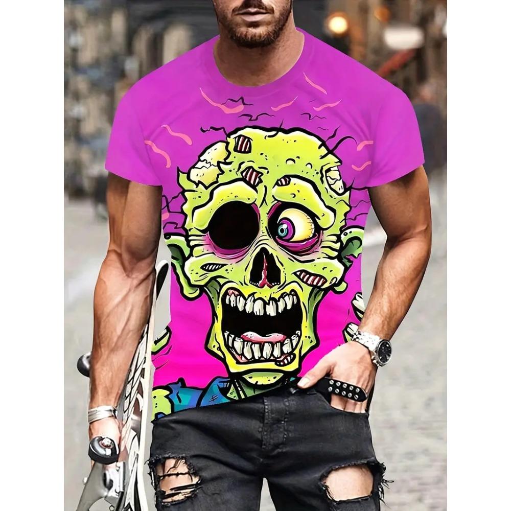 Fun Bloody Horror Pattern 3D Printed Graphic Tee Shirt Blood Street Man Tops Casual Fashion Plus Size Tees Top Women Clothing