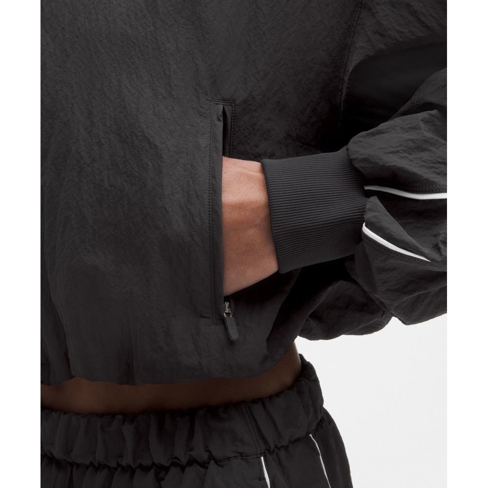 Lululemon Crinkle Nylon Track Jacket  Wordmark Black White