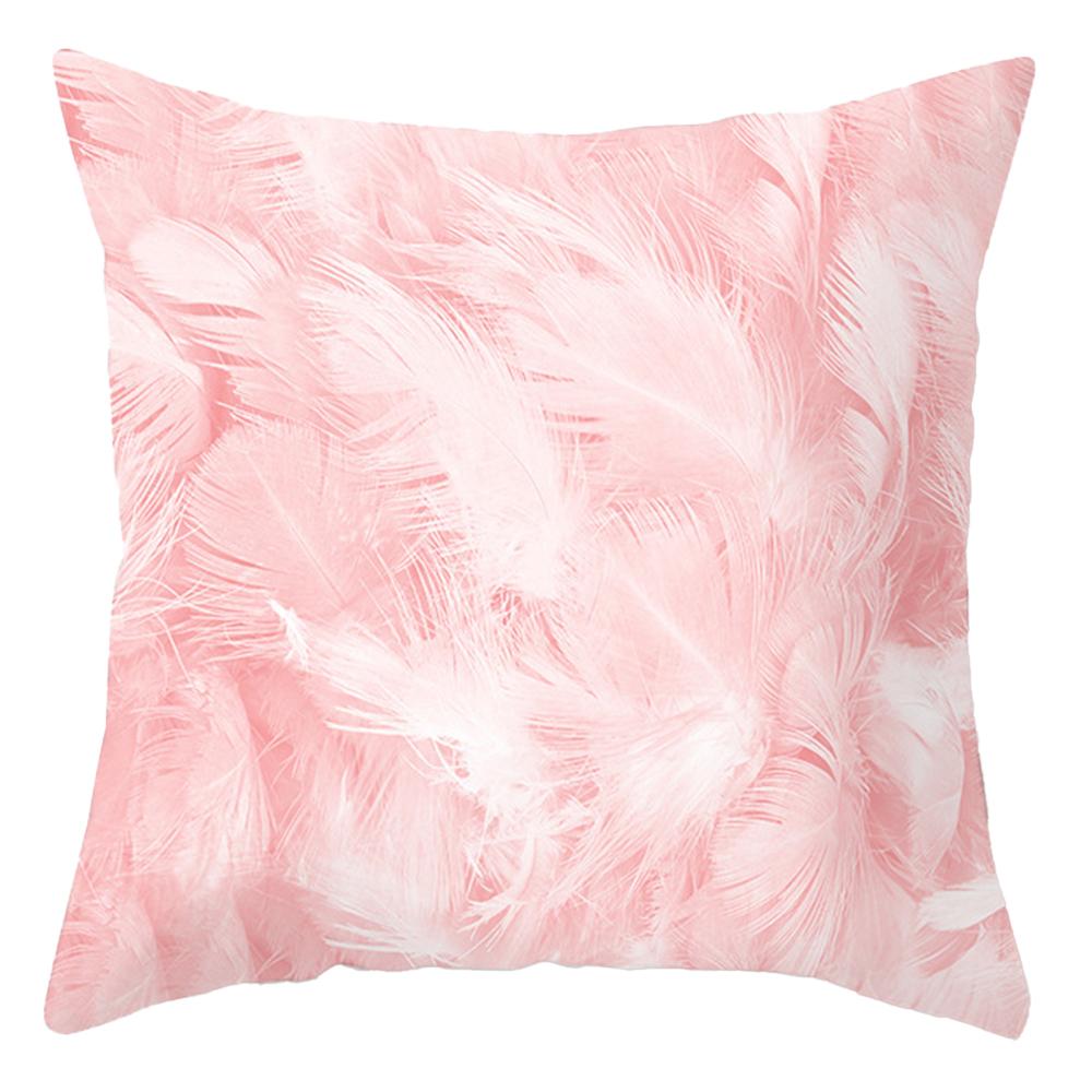 Taie d'oreiller de luxe à imprimé plumes roses, taie d'oreiller géométrique en marbre, housse de coussin, oreiller