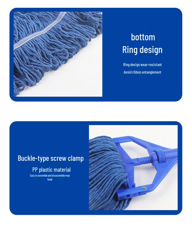 Four-Color Cotton Yarn Wax Mop with Replaceable Stainless Steel Threaded Clip Head