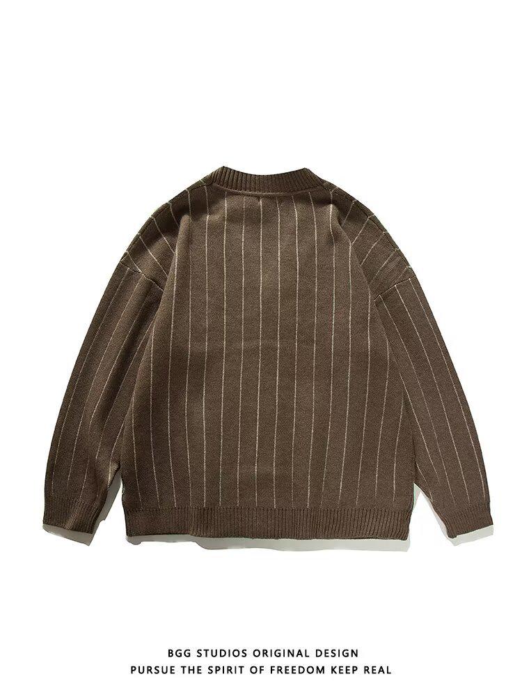 Unisex Japanischer Retro V-Ausschnitt Wollcardigan - Warm, Einfarbig, Knopfleiste Pullover