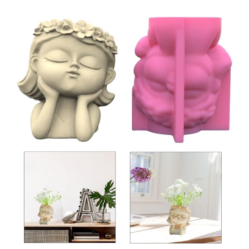 Pen Holder Flower Pot Silicone Mold Wreath Girls Concrete Mold DIY Decoration Tools Succulent Planter Making Supplies
