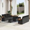 9-Piece Garden Sofa Set with Black Poly Rattan Acacia Cushions, Garden Dining Set 3 3365074