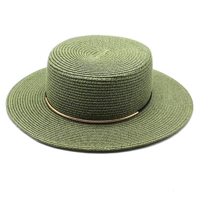 Small Fresh Green Wide Brim Flat Top Top Hat Women's Spring Summer French Sun Beach Sun Hat Color