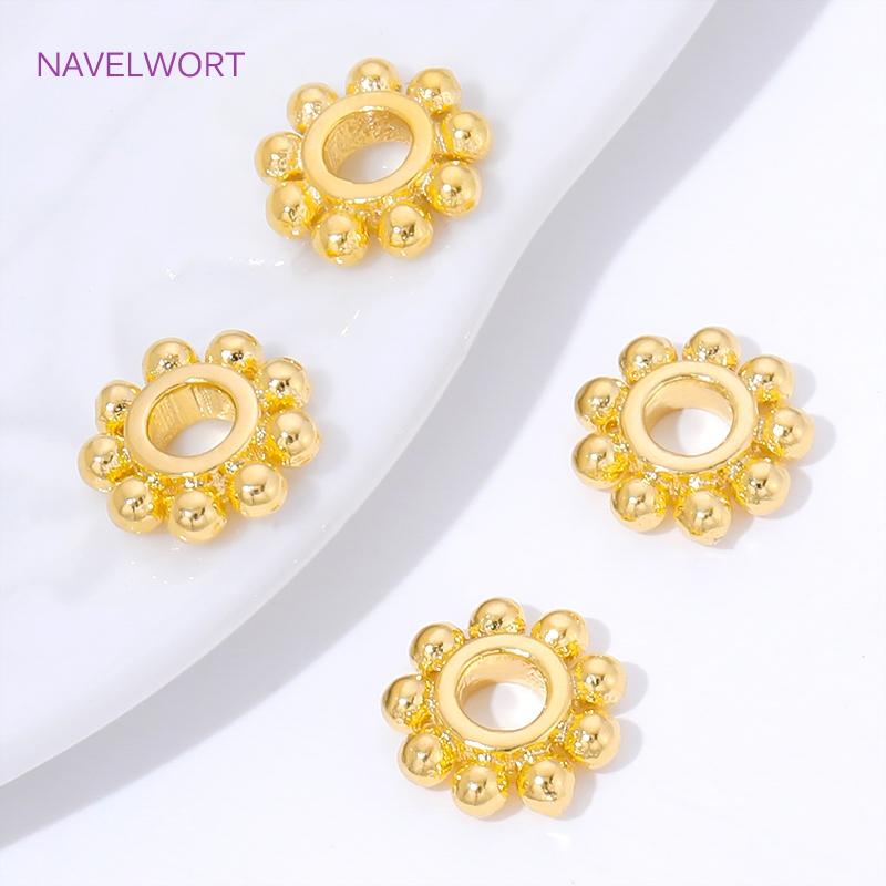 Cuentas Espaciadoras de Copo de Nieve Chapadas en Oro de 18K de 7 mm x 2 mm, Cuentas Sueltas de Latón Para Hallazgos de Joyería, Separador Para Cuentas, Suministros Para Joyería
