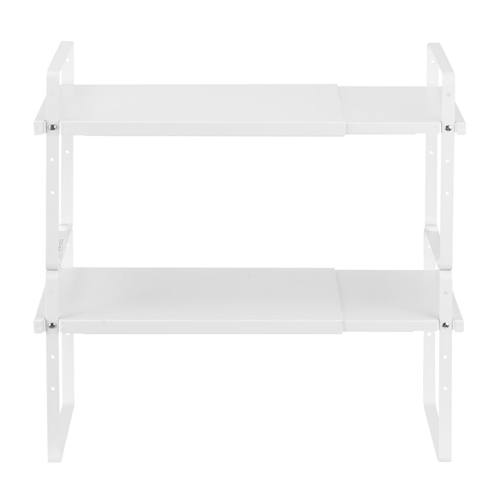 VEVOR Adjustable Kitchen Cabinet Shelf Organizer, Expandable 2 Tier Cabinet Shelf, Stackable Countertop Organizers and Storage Shelf Risers