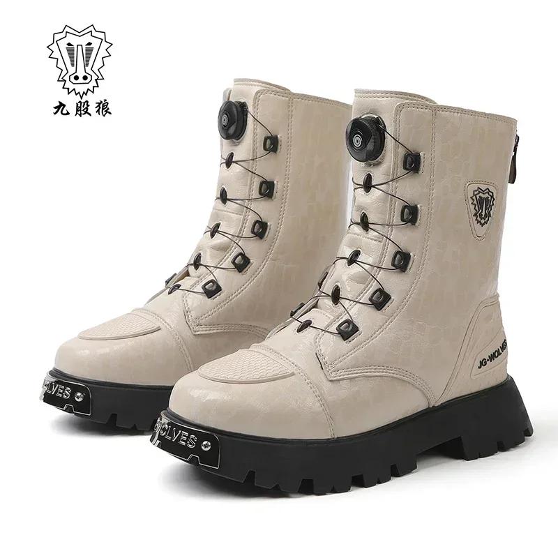 

Antiskid Moto Vintage Ankle Boots Leather High Top Women s Boots Waterproof Cycling Boots Outdoor Motorcycle Motocross Shoes 39 бежевий