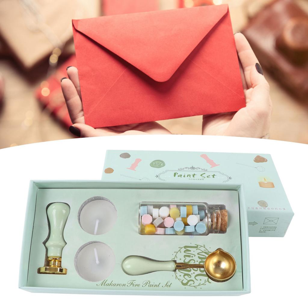 Wax Stamp Kit Retro Removable Handle Pattern Wax Stamp Sealing Kit for Envelope Invitation