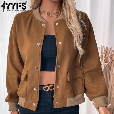 Moda damska Casual Jesień Zima Jednolity kolor Nadruk Długi rękaw Stójka Płaszcze(damskie)