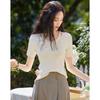 Women's French V-Neck Beaded Hollow-Out Knit Top
