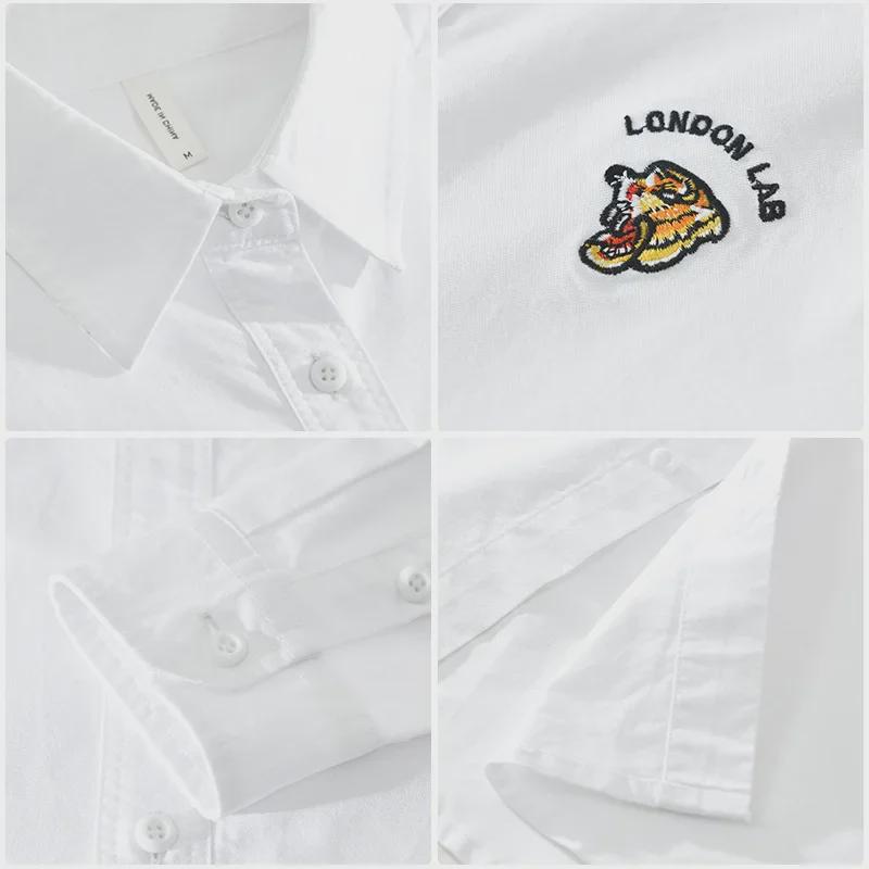 6633 Men's Oxford Long-Sleeve Embroidered Casual Shirt Jacket