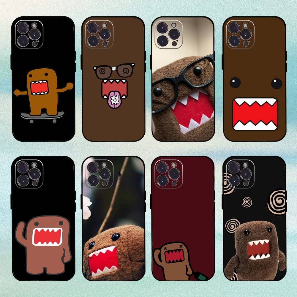 Cute Domo-kun Phone Case For iPhone17,16,15,14,13,12Plus,Pro Max,XS,5G Soft Silicone Black Cover