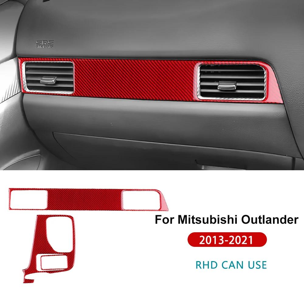 

Real Soft Carbon Fiber Trim Sticker LHD Rhd for Mitsubishi Outlander 2013- Drive s Passenger s Air Outlet Frame For RHD Red Carbon