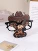 Cartoon Cowboy Cow Glasses Display Stand Cute Animal Glasses Frame Sunglasses Display Stand Hand Carved Home Wooden Decoration