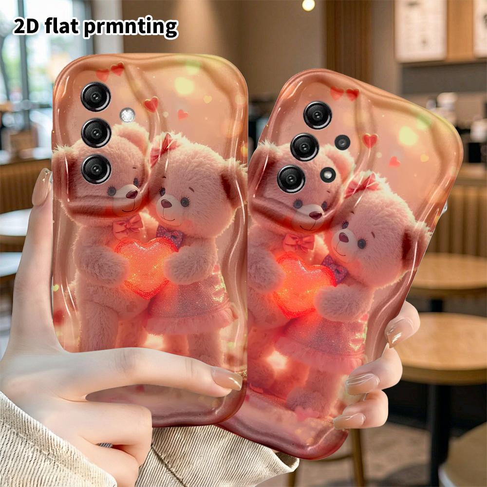 Phone Case: 2D Flat Samsung Galaxy A34 A35 M05 M06 S20 S22 S21 FE Plus 5G Protective Case, a Pair of Pink Teddy Bears, Christmas and Halloween Gift