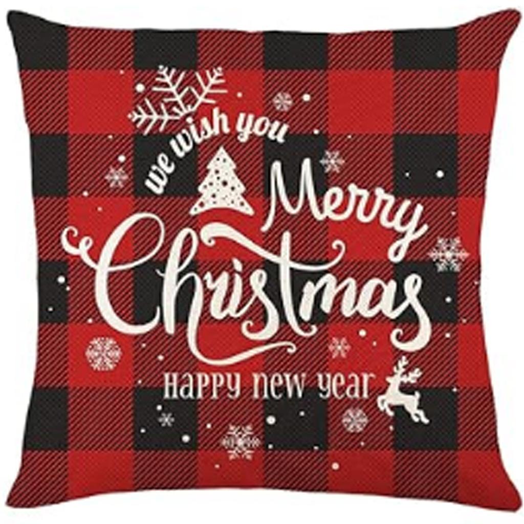 Neuer Weihnachts-Kissenbezug Elch Schneeflocken Festliche Dekoration Zuhause Sofa Wohnzimmer Kissen Kissen