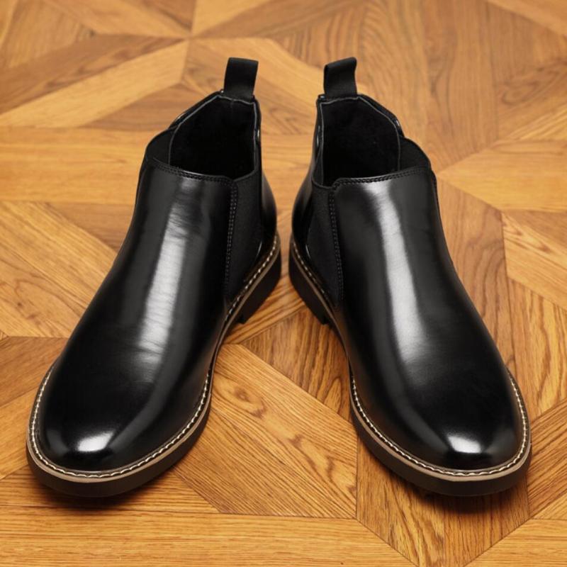 Autumn British Chelsea Boots Men's Retro Leather Short Boots Business Formal Pointed Office Oxford Shoes
