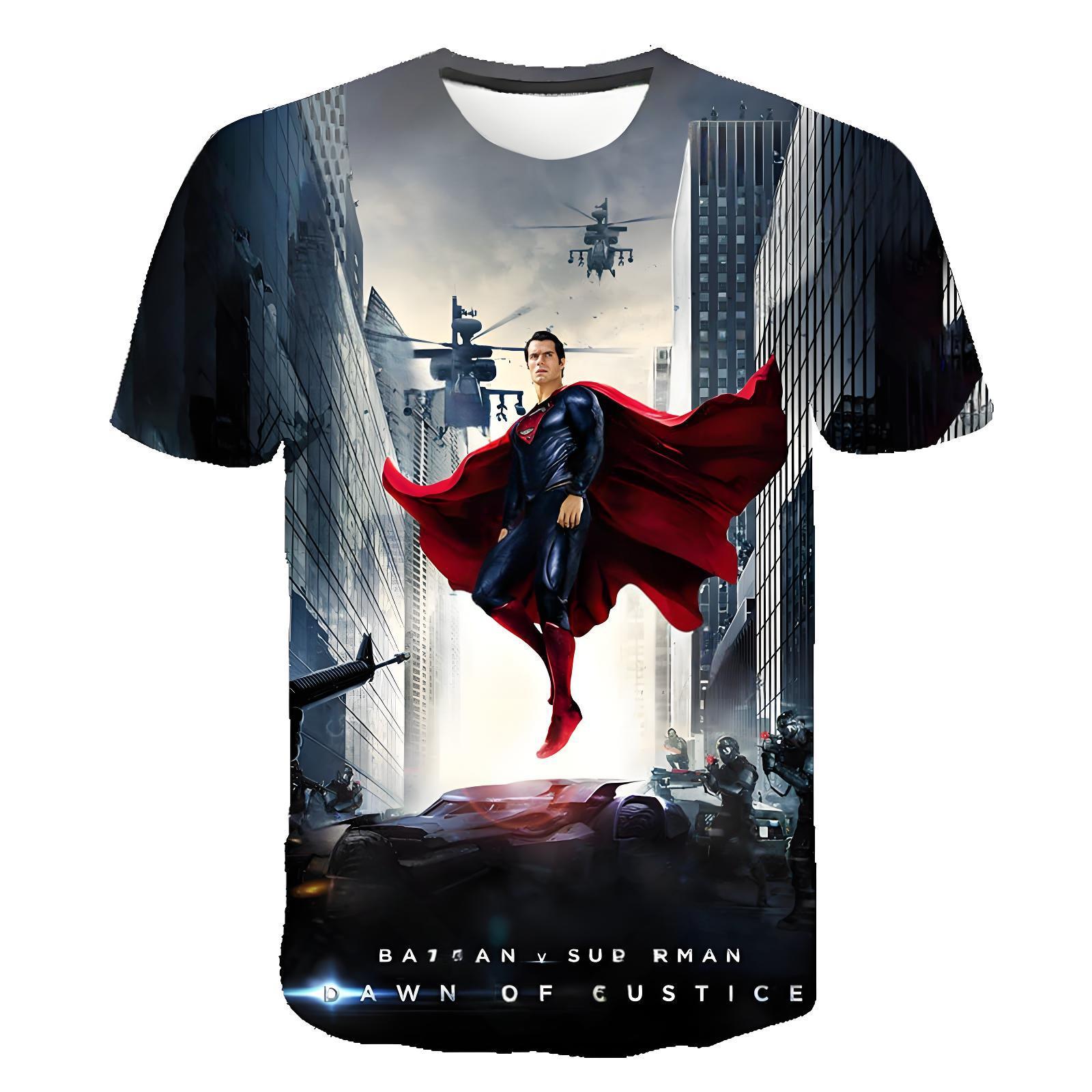 Summer New SuperHero Superman Children s 3d Printed T-Shirt Children s Summer Fashion Short Sleeved T-Shirt Tops 110