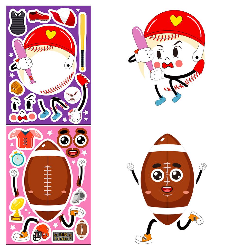 6 Pieces/package of Various Balls, Face-changing Stickers, Balls, Varied Expressions, Face-changing Puzzles, Children's Puzzle Stickers