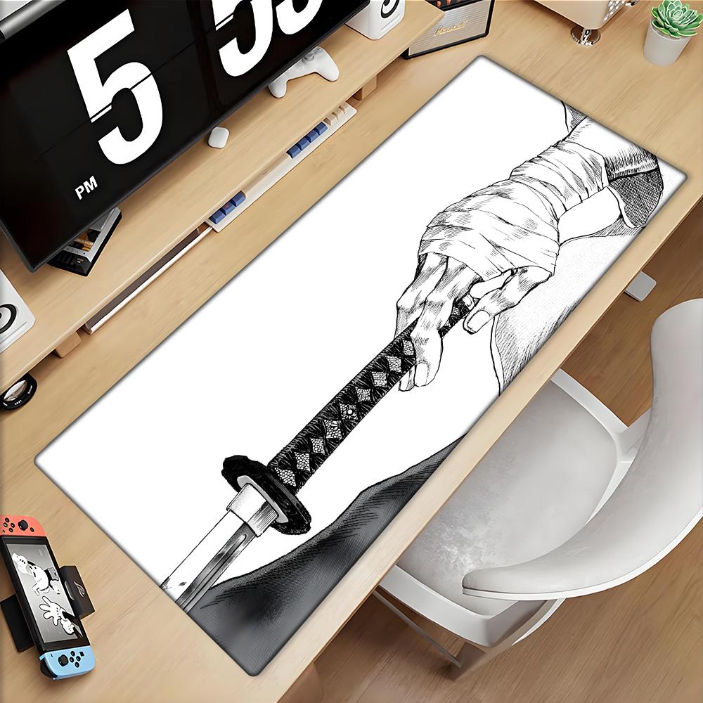 Samurai sword Black and White Mousepad Anime Computer Accessories Mouse Pad Office Laptop Desk Mat Carpet Gaming Gamer Playmat