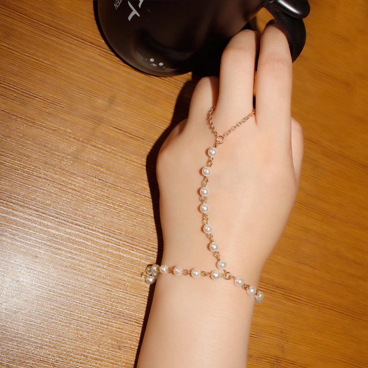 

Fashion small pearl finger bracelet women, personalized creative versatile bracelet accessories срібний