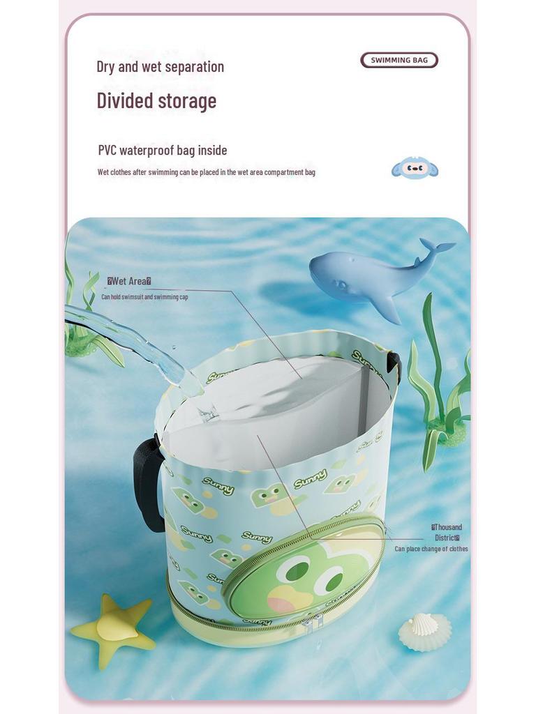 Children's Cartoon Swim Bag with Wet/Dry Shoe Compartment – Ideal for Travel, Beach & Backpack Use