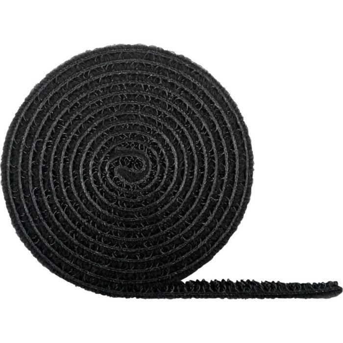 Bande auto-agrippante - GOOBAY - 70360 - Velours et crochets - Noir - 19 mm