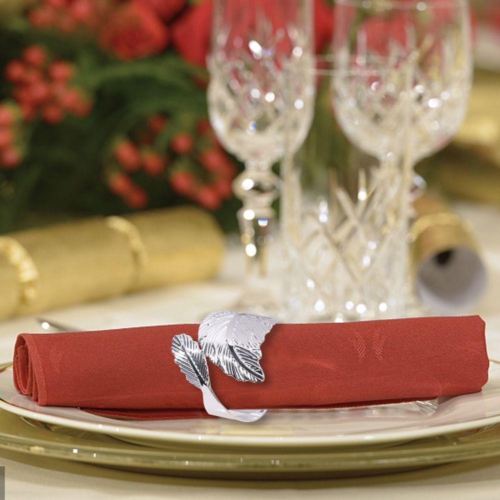 6PCS Leaf Napkin Ring Metal Napkin Ring Holder High-end Towel Ring Restaurant