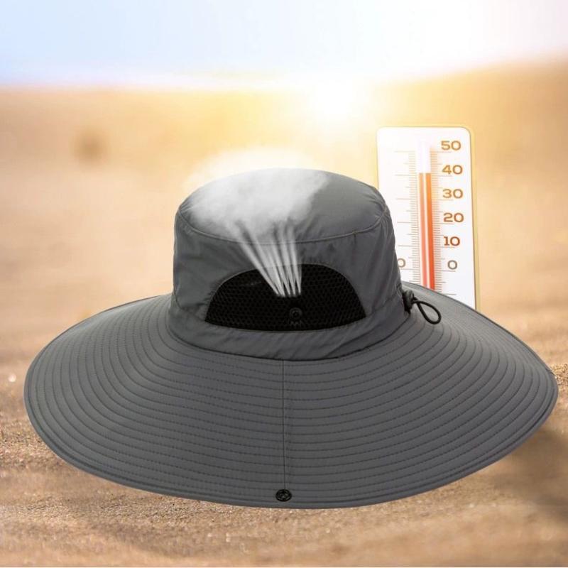 15cm Large Cap Polyester Sun Hat UV Protection Breathable Mesh Cap Foldable Fisher Hat Outdoor Fishing Hiking Beach Caps