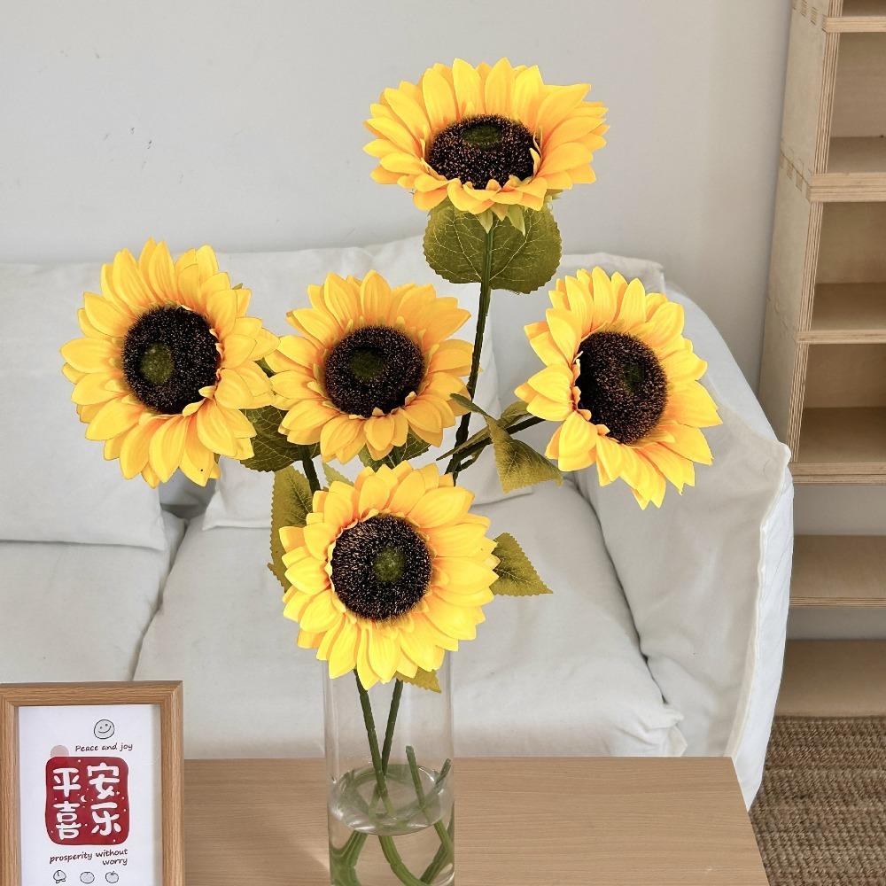 Sunflower Artificial Flower Bouquet Silk Fake Flowers for Indoor Decor in Living Room Office Bedroom Floor - standing Stylish