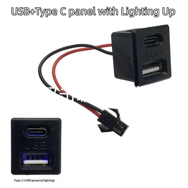 Dual Port USB C Charging Power Socket Double Layer Female Base Fast Charging with USB Reading Lamp for Travel Use