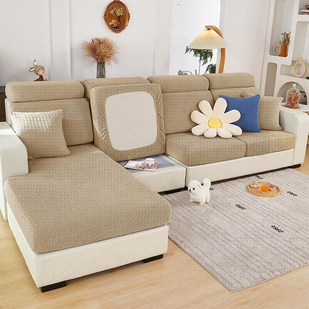 Jacquard Sofa Cover Solid Elastic Sofa Cushion Cover Living Room Washable Spandex Sofa Seat Slipcover Chaise Lounge Home Pets