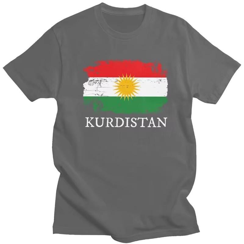 Kurdistan Flag Print T-Shirt Unisex Short Sleeve Cotton Casual Streetwear Tee