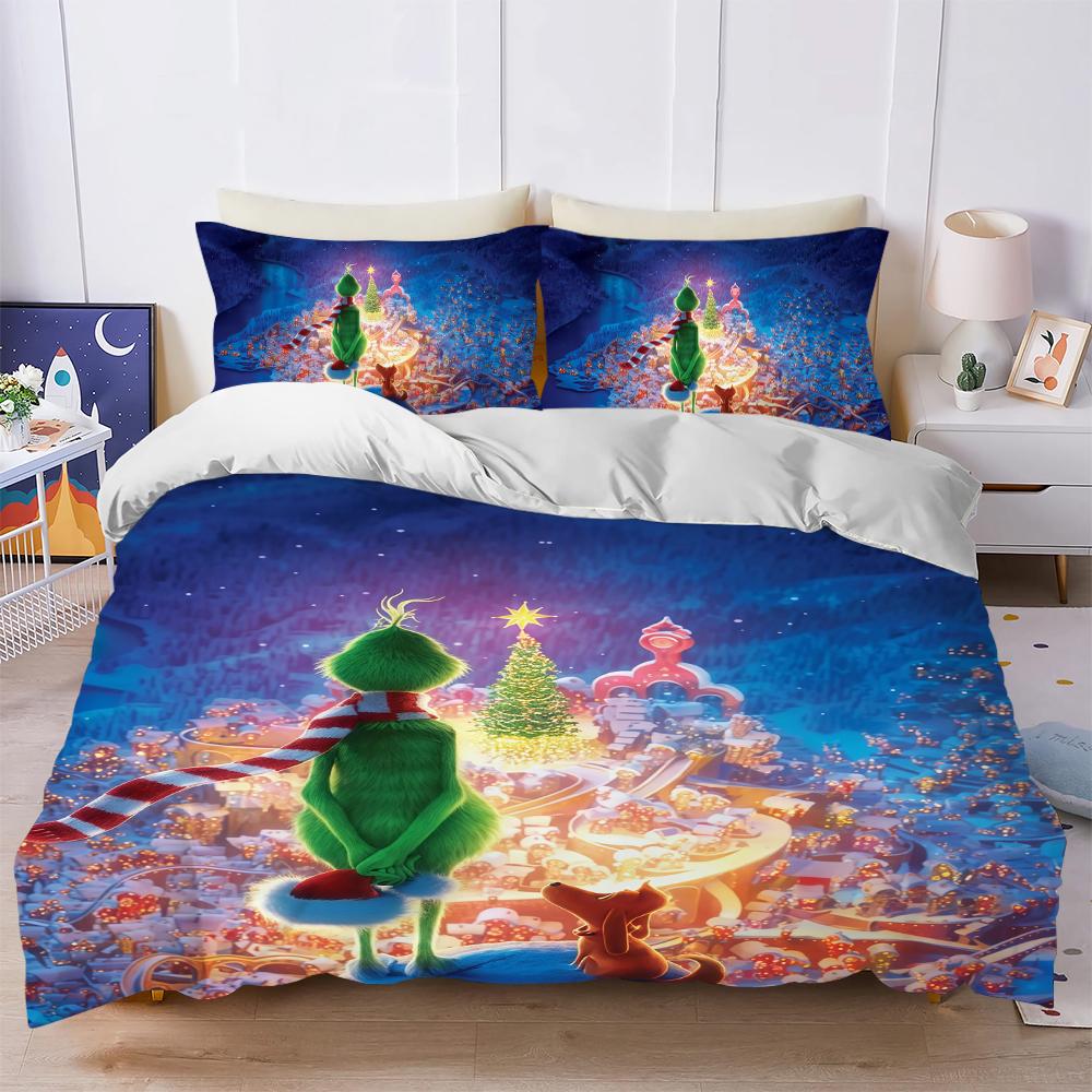 Cartoon G-Grinchs-Christmas Duvet Cover Set Soft Wash Bed 3 Piece Summer Comfortable Student Dormitory Home Baby Bedding Best