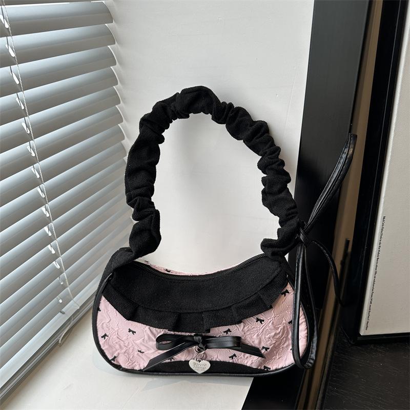 Korean Color-blocked Handbag Red Plaid Denim Patchwork Shoulder Bag Y2k Lace Crossbody Bag Sweet Girl Zipper Small Square Bag