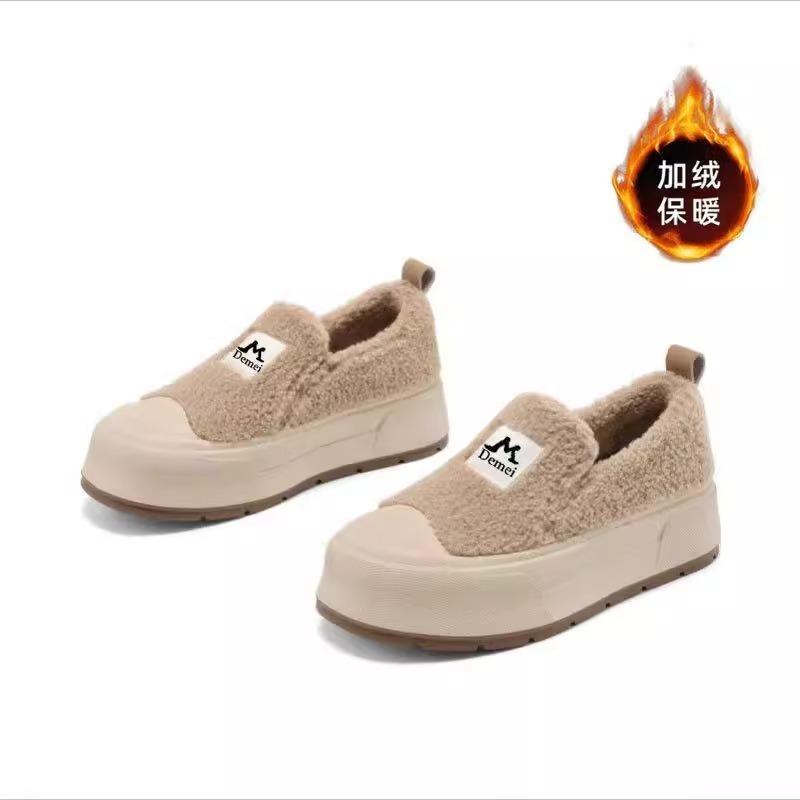 Thick-soled Plush Warm Fluffy Shoes for Women's Winter New Thick-soled Muffin Casual Board Shoes Cotton Shoes for Women