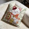 Lucky Cat Cushion Cover Soft Decorative Pillow Case Suitable for Bedroom Sofa Car Travel Use