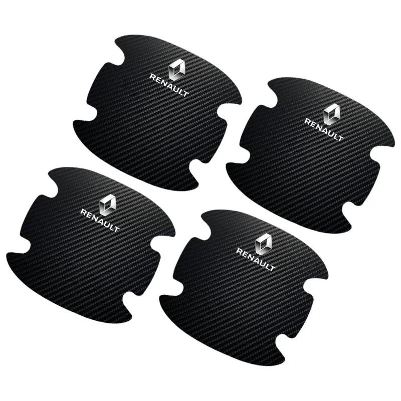 4PC Carbon Fiber Car Door Handle Protection Sticker Emblem Accessories For Renault Megane 3 2 4 CC Clio 4 Koleos Clio Laguna 2 3 Y666