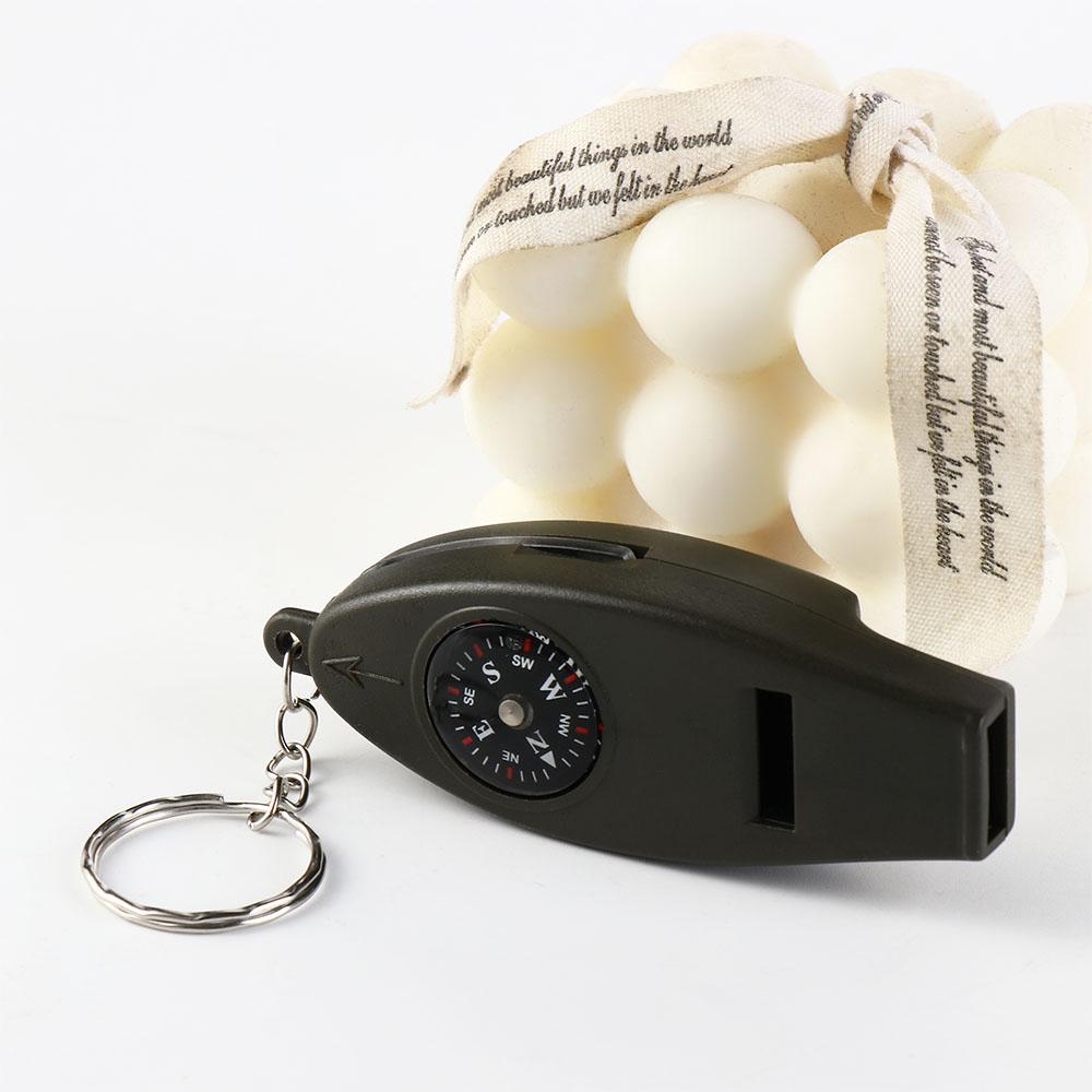 4 in 1 Survival Whistle Compass Outdoor Whistle Portable Keychain Emergency Whistle  Fishing Hiking