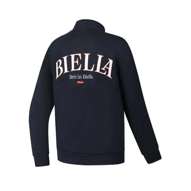 Fila Tennis Casual American Half-Zip Stand Collar Knit Sweatshirt Men Sweatshirt Sky-Blue A11M543206FBU