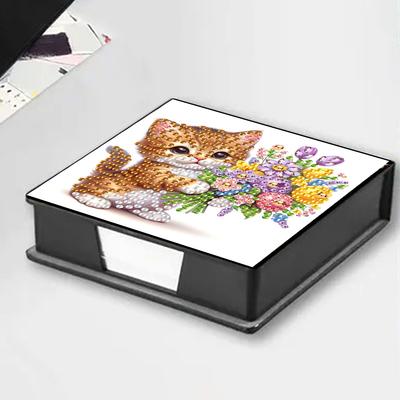 PU Animals Diamond Painting Notecard Box Flowers Gem Art Sticky Note Holder Rhinestones Post It Dispenser for DIY Art Craft