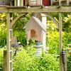 M-Modern-Bird Houses For Outside Hangable Wooden Bird Feeder Box With Pole Pet Cottage For Hummingbirds Cardinal Birds Outdoor