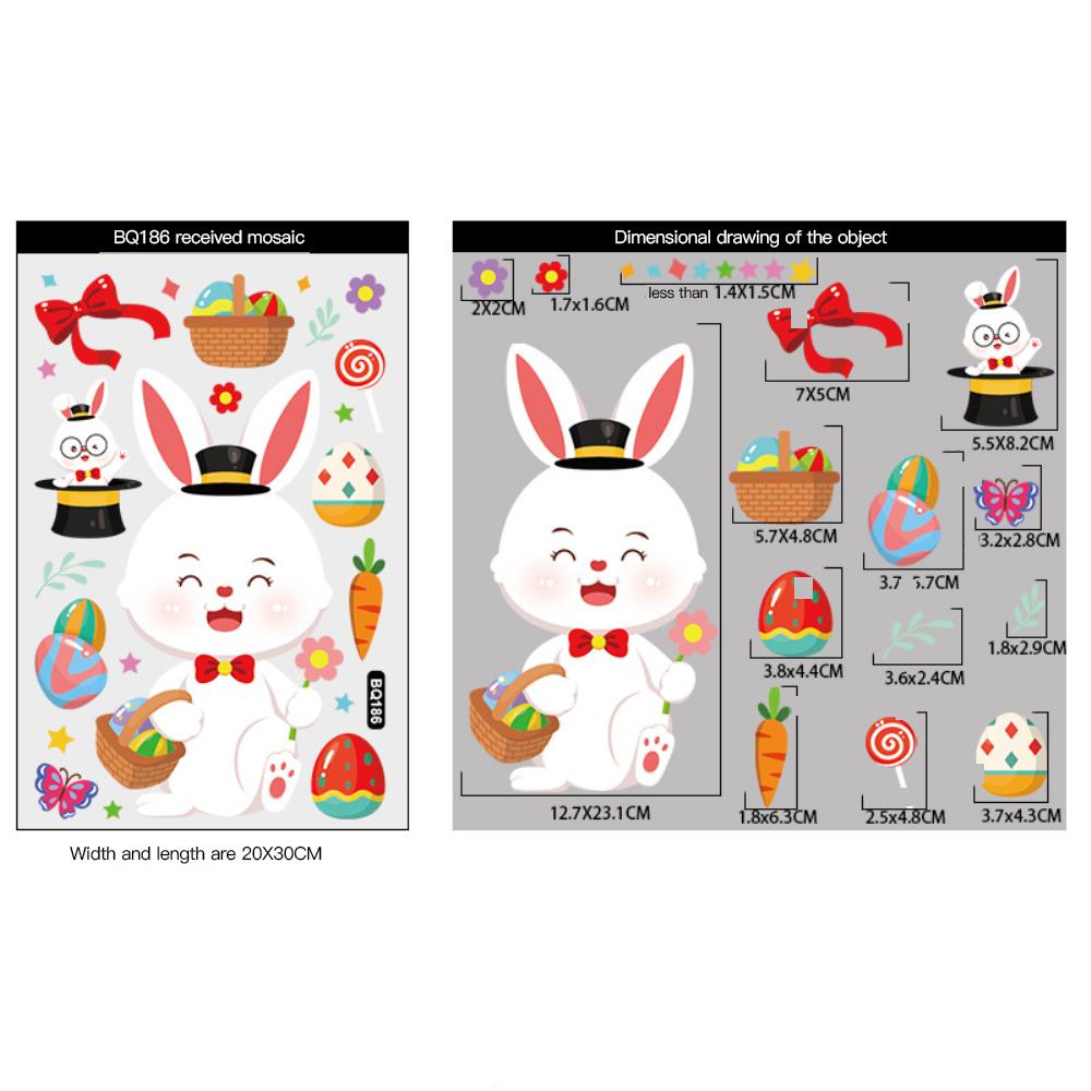 Happy Easter Window Stickers Rabbit Easter Eggs Carrot Glass Sticker Easter Party Wall Sticker Easter Decorations For Home