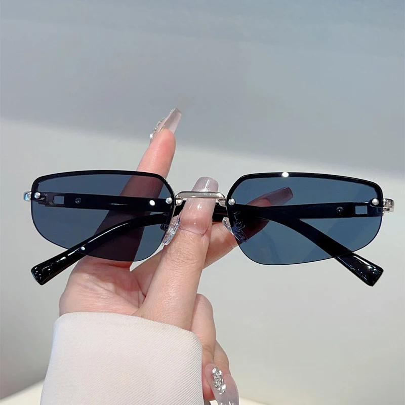 KAMMPT Rimless Sunglasses Men Women Solid Color Vintage Design Trendy Casual Outdoor Sun Glasses