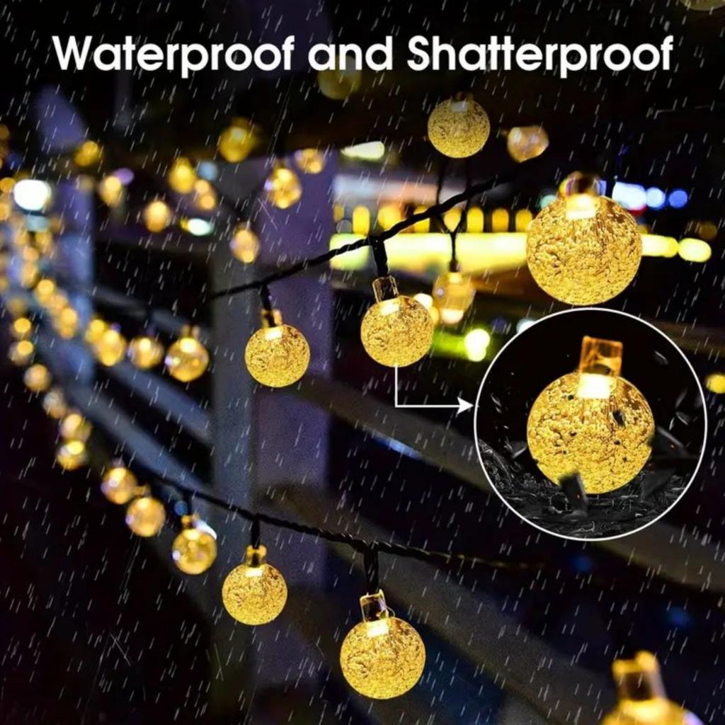 New Outdoor Waterproof Camping Decorative LED Lights String: 1pc Solar Bubble Ball Lamp with 20/100 LED, Atmosphere-enhancing Wa