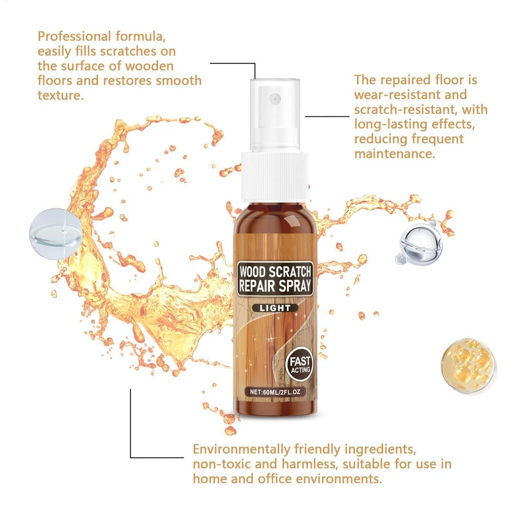 2pc Wood Floor Scratch Repair Kit Floor Cover DIY Furniture Care For Scratches Restore & Refinish Wood Spray Hides Minor Defects