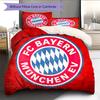 FC Bayern München Team Logo Muster Bettwäsche Heimdekoration Geburtstagsgeschenk (1 Bettbezug + 2 Kissenbezüge, ohne Füllung)