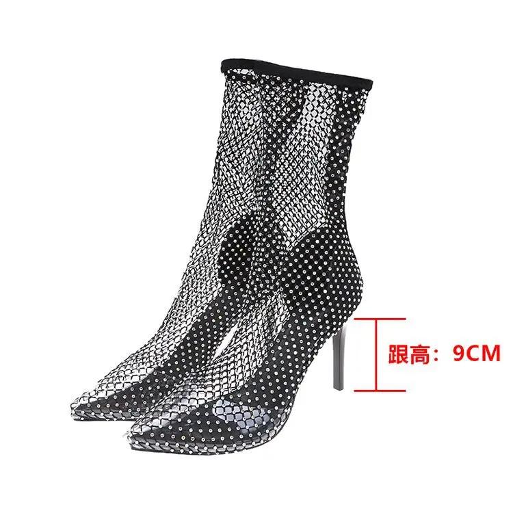 Fashion 2025 Summer Women's New Luxury Brand High Heel Sandals Hollow Short Boots Water Diamond Sexy Fashion Banquet Sandals 34-42